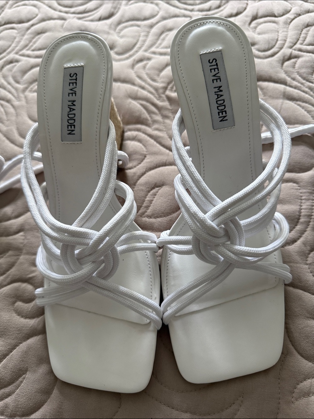Steve Madden “Idolized” White Strappy Lace-Up Wedge Sandals — New Without Box - Picture 4 of 8